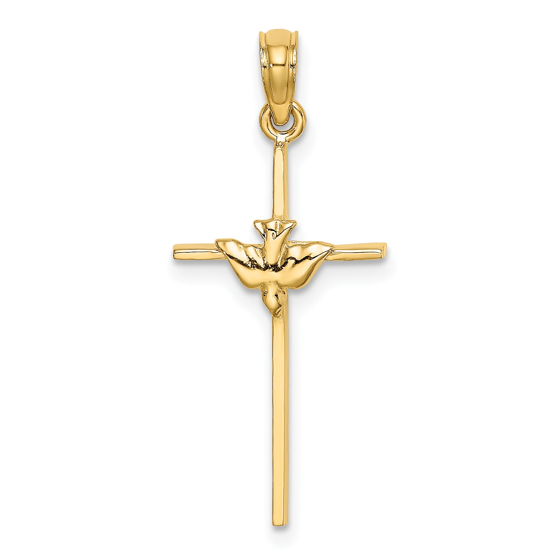 10K Dove On Stick Cross Charm