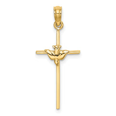 10K Dove On Stick Cross Charm