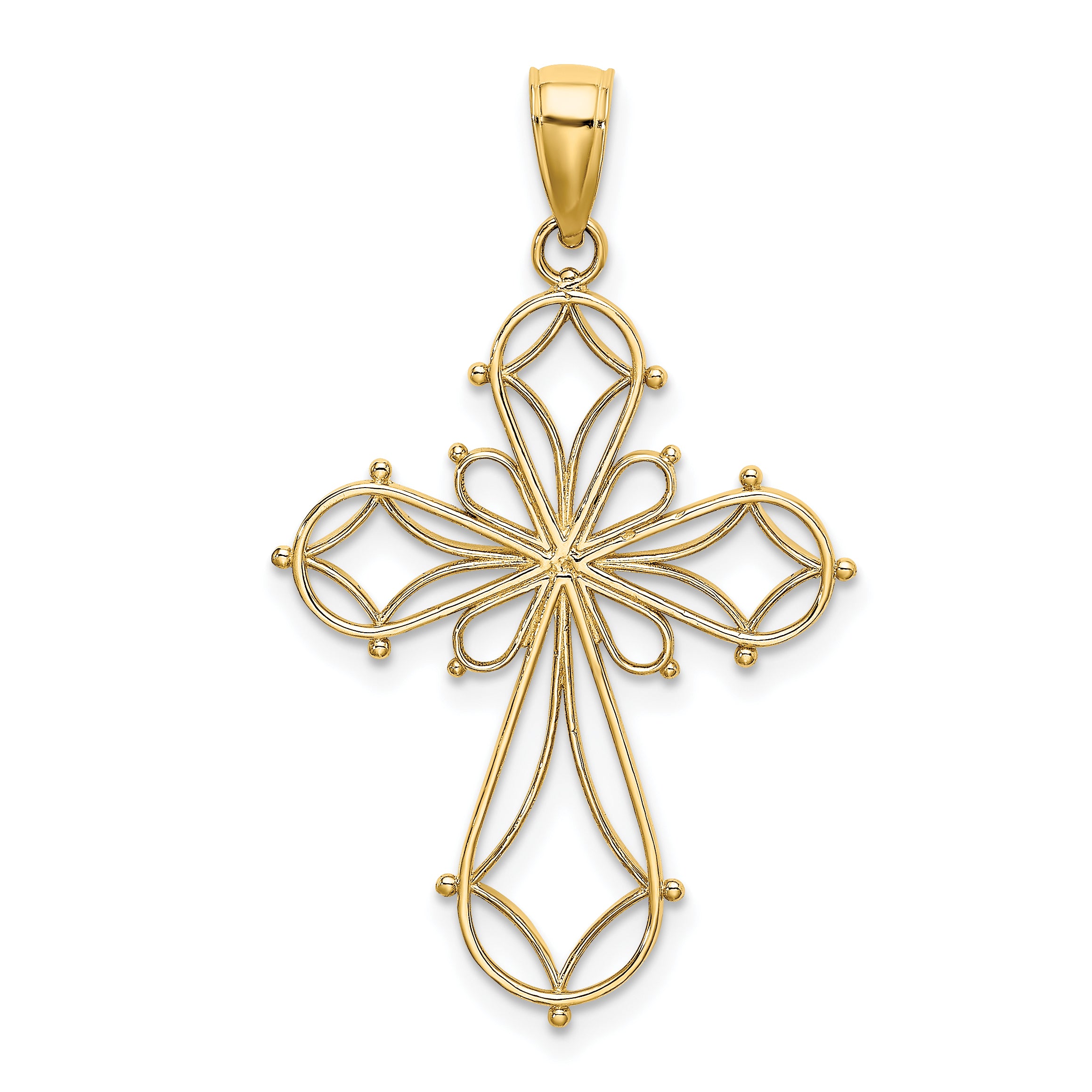 10K Cut-Out Shapes Fancy Cross Charm