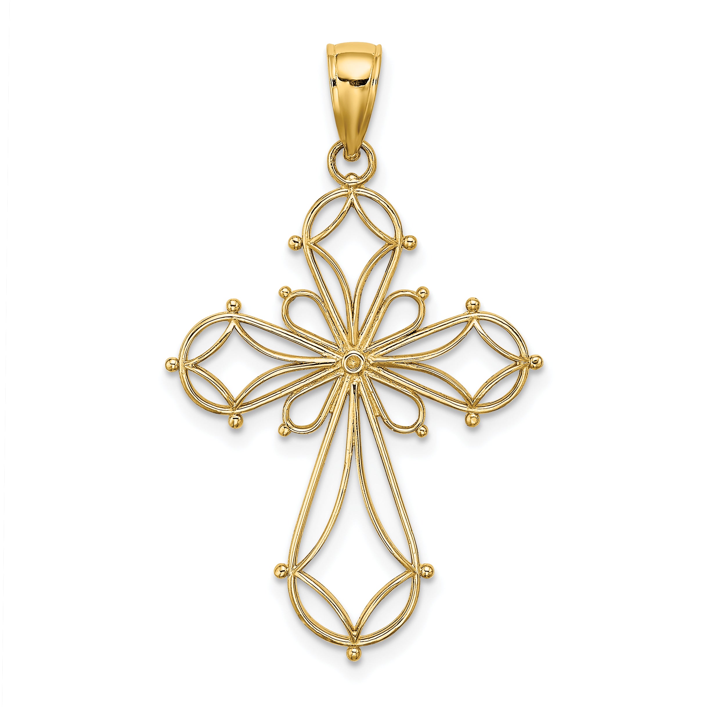 10K Cut-Out Shapes Fancy Cross Charm