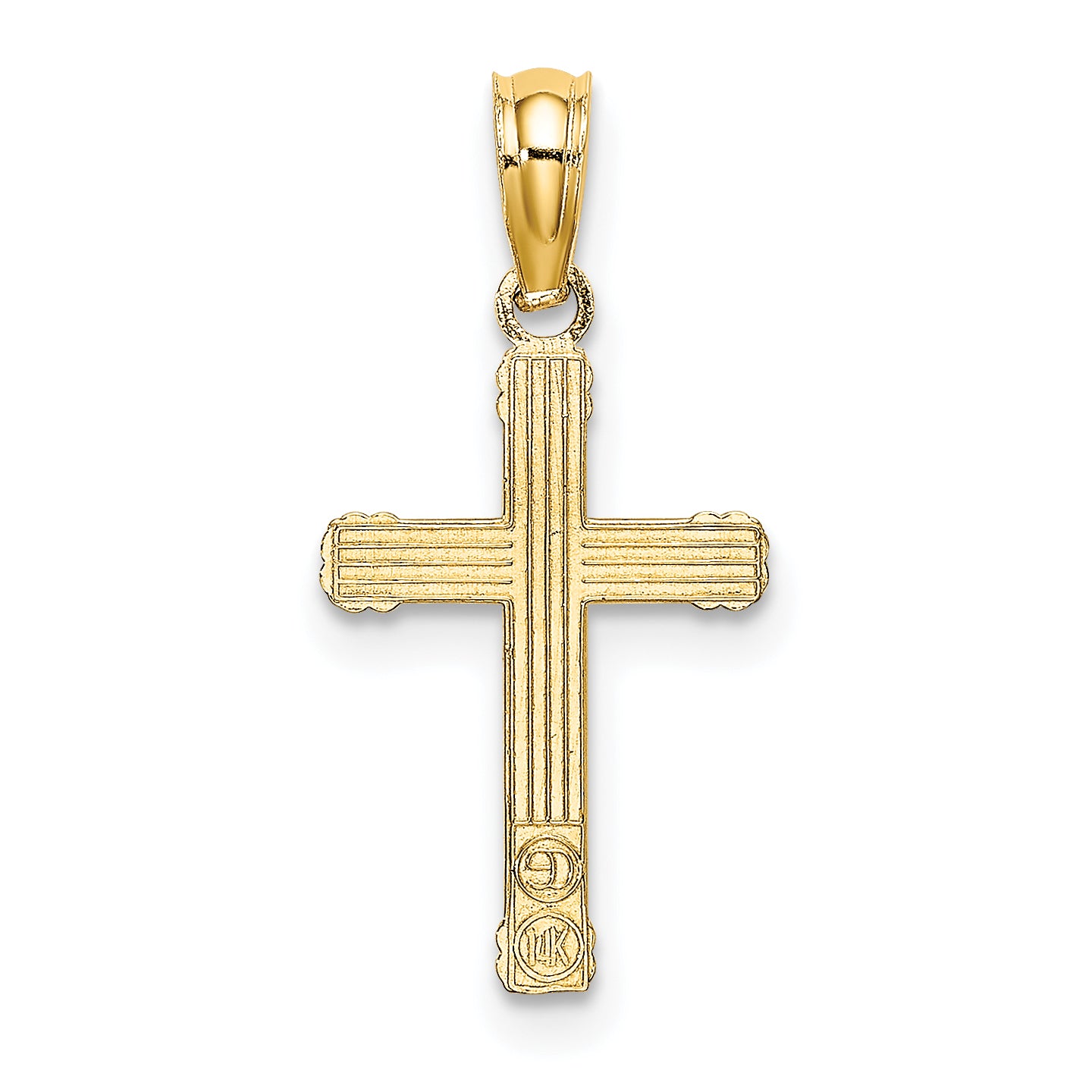 10K Textured w/ Center Heart Small Cross Charm