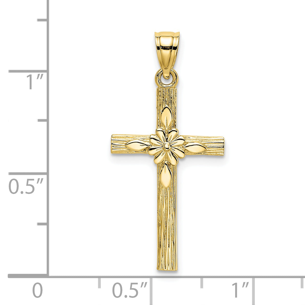 10K Cross w/ Flower Charm