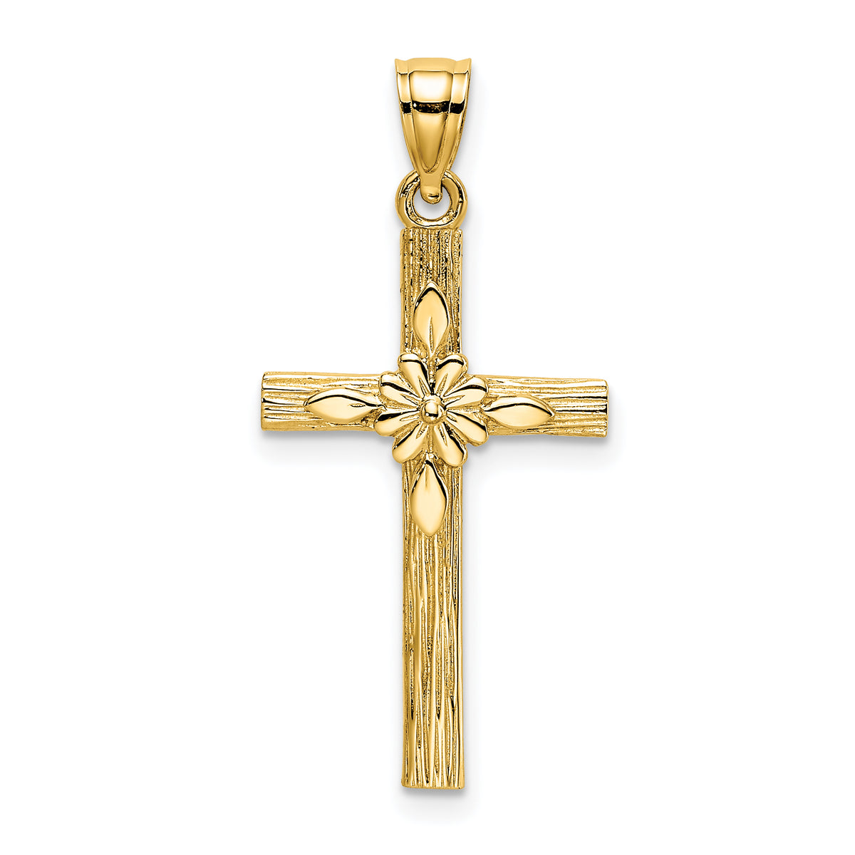 10K Cross w/ Flower Charm