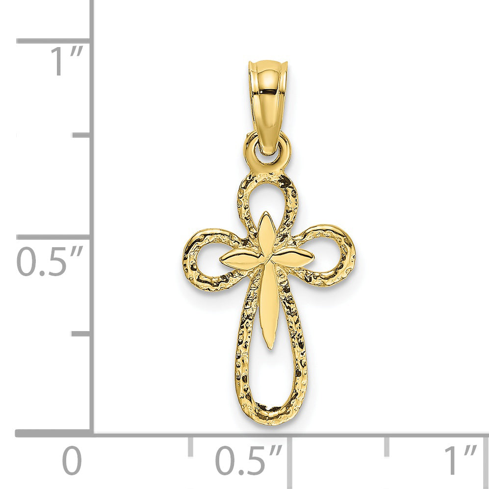 10K Cut-Out Cross w/ Small Interior Cross Charm