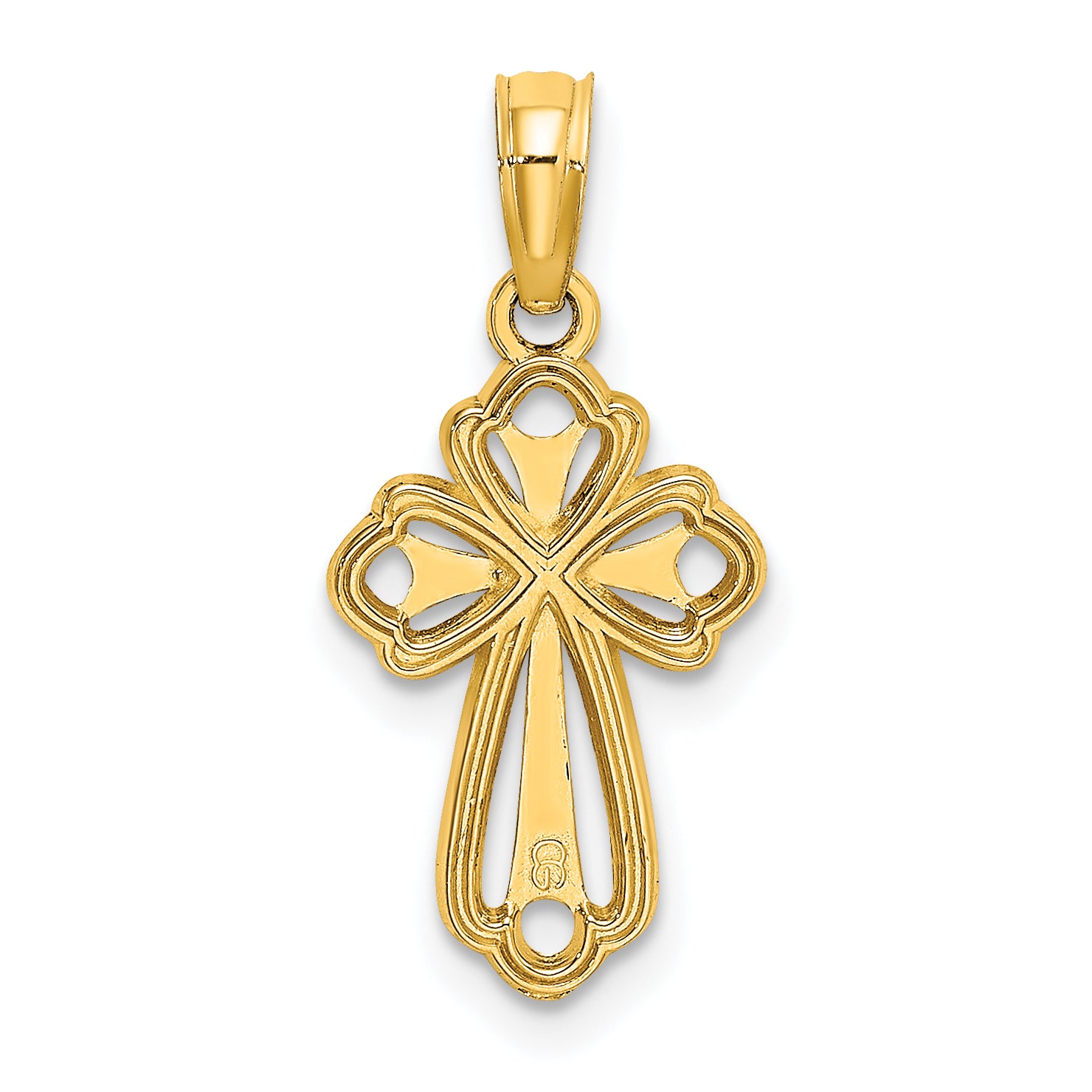 10K Cut-Out Polished Textured Cross Charm