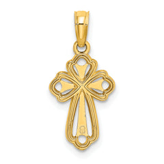 10K Cut-Out Polished Textured Cross Charm