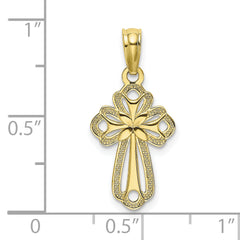 10K Cut-Out Polished Textured Cross Charm