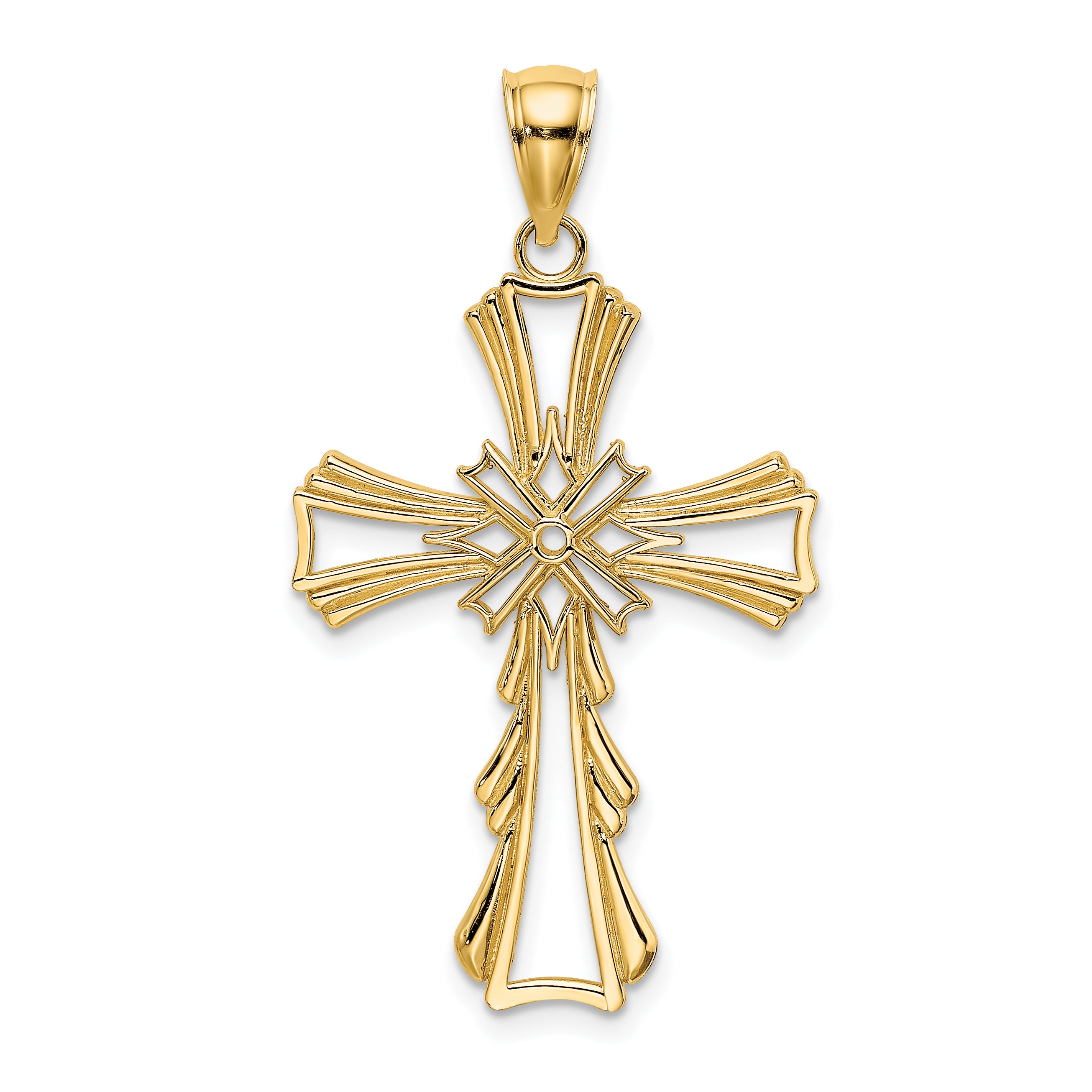 10K Cut-Out w/ Teardrop Sides Cross Charm