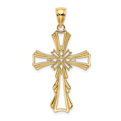 10K Cut-Out w/ Teardrop Sides Cross Charm