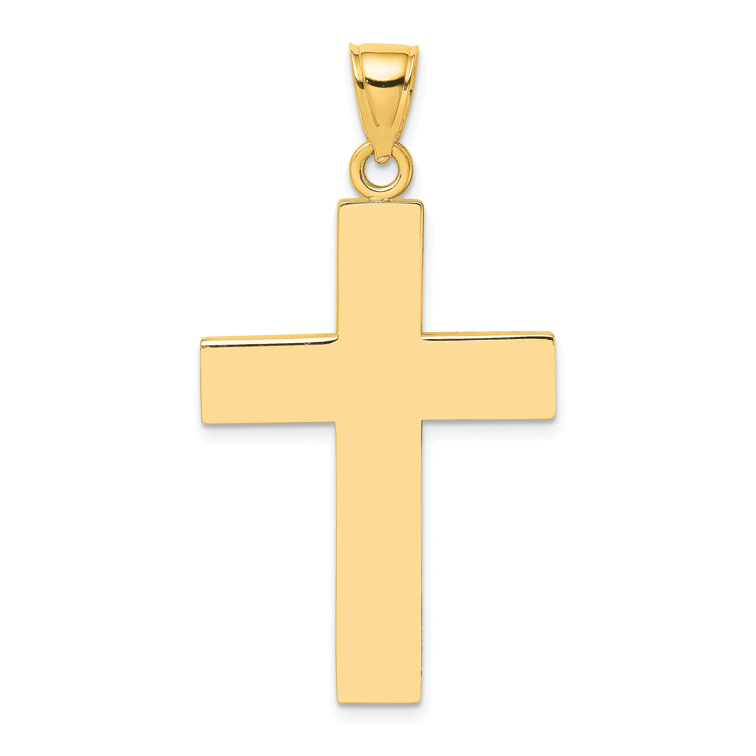 10K Polished Large Block Cross w/ Open Back Charm