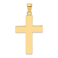 10K Polished Large Block Cross w/ Open Back Charm