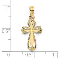 10K Polished and Cut-Out Engraved Cross Charm