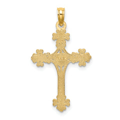 10K Beaded Tip Cross w/ Heart Center Charm