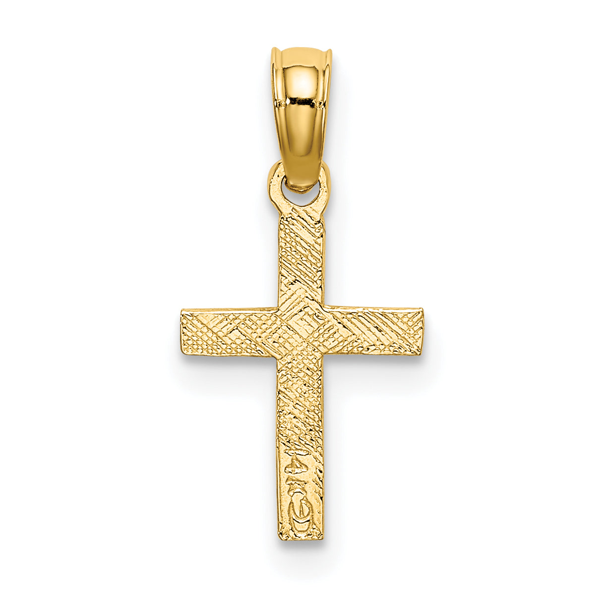 10K Polished and Engraved Mini Cross W/ Flower Charm