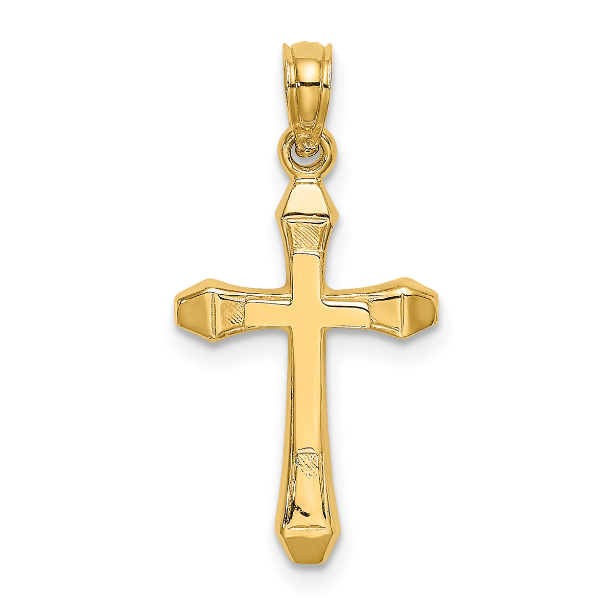 10K Polished Beveled Tips Cross Charm