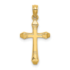 10K Polished Beveled Tips Cross Charm