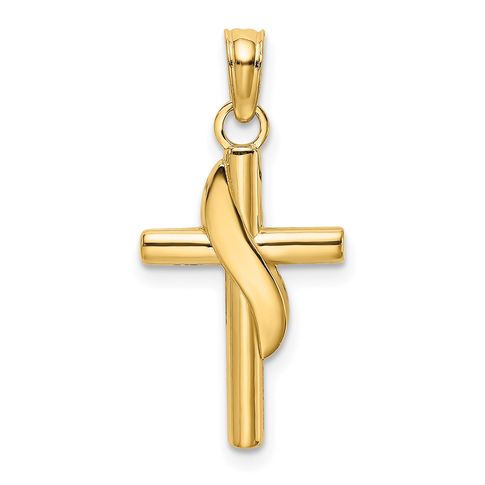 10K Polished W/ Banner Cross Charm