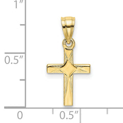 10K Diamond Shape Center Mini Cross Charm