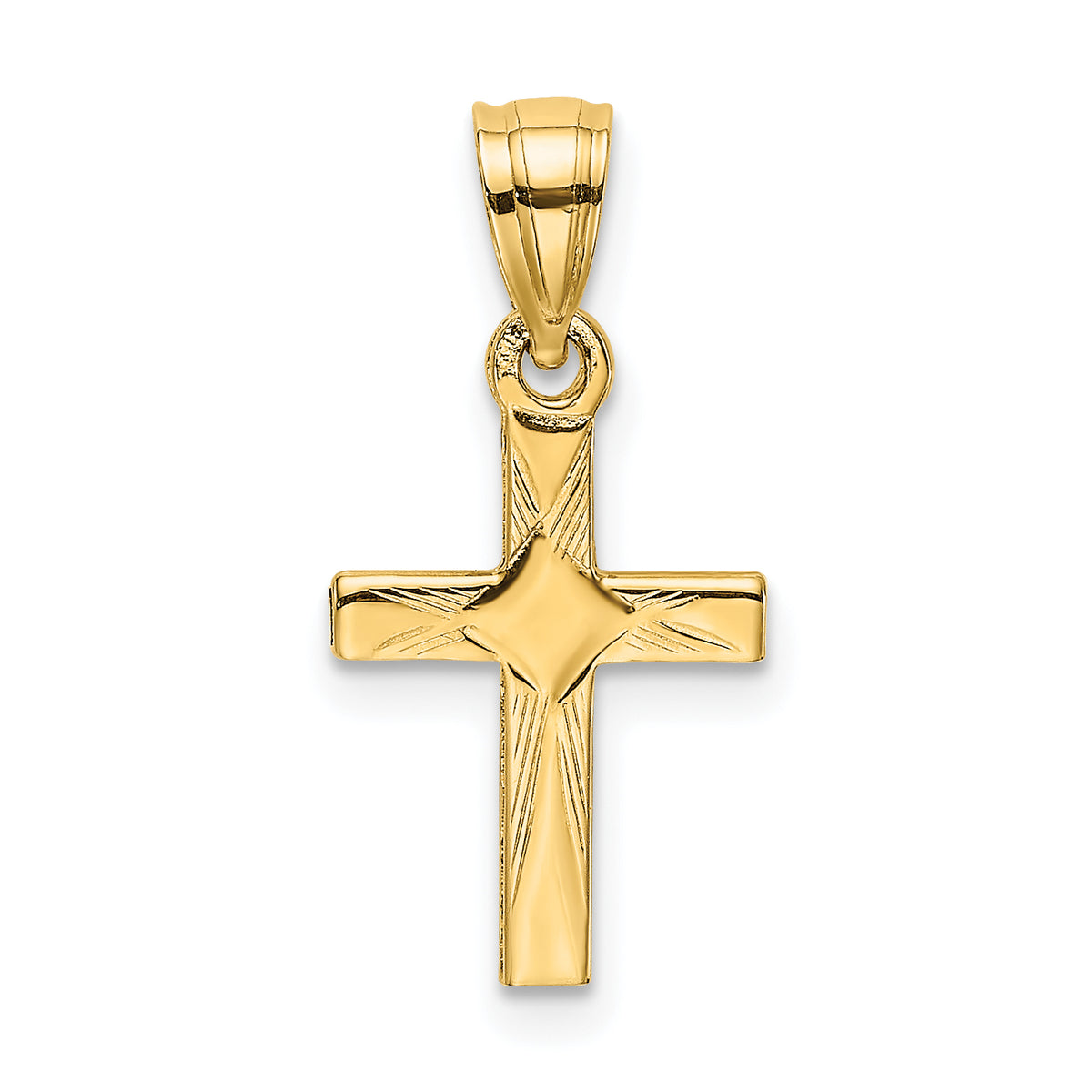 10K Diamond Shape Center Mini Cross Charm