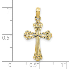 10K Polished Engraved Cross Charm