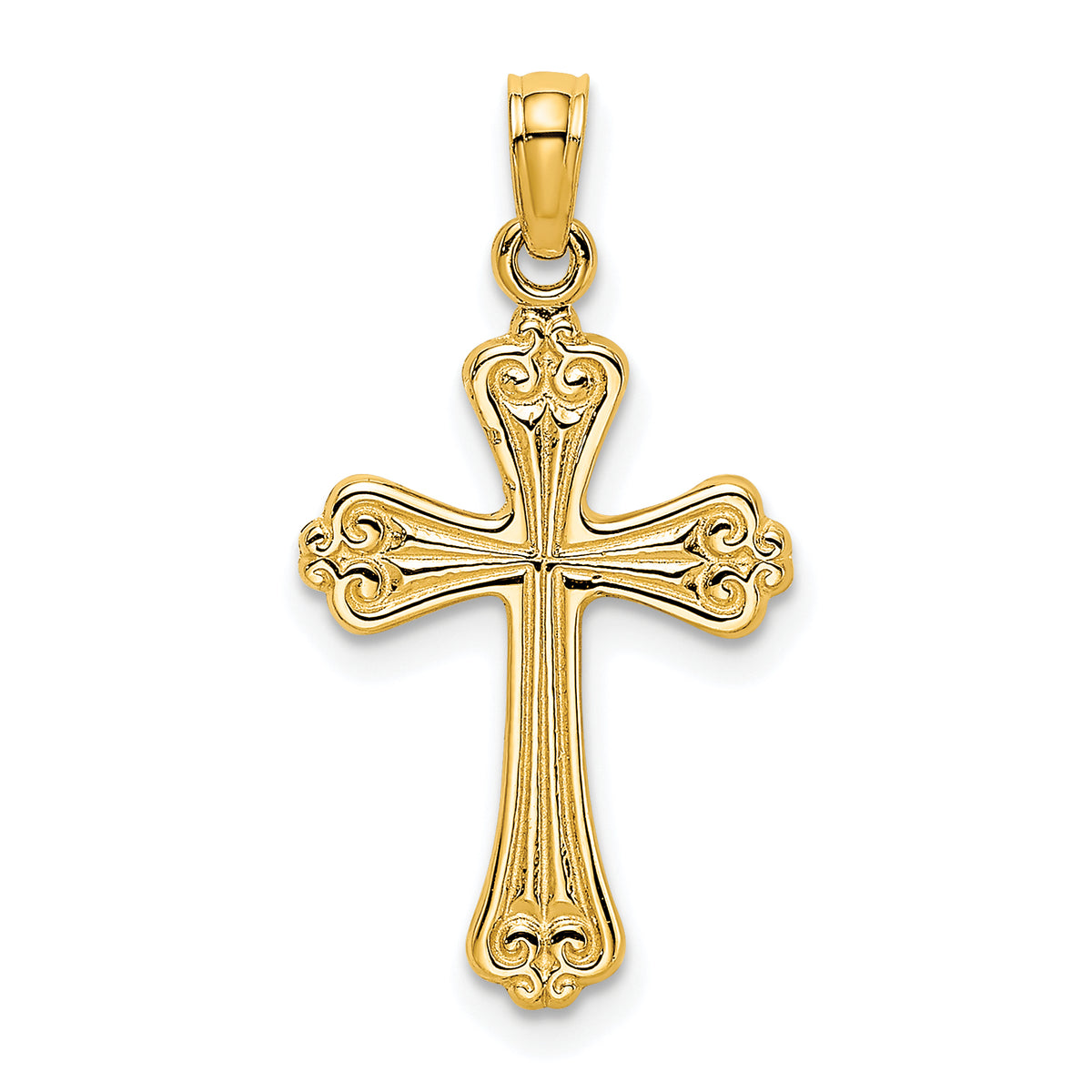 10K Polished Engraved Cross Charm