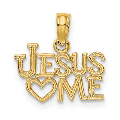 10K Polished / Engraved JESUS HEART ME Charm