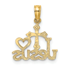 10K JESUS W/ Cross and Heart Charm