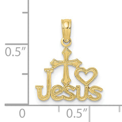 10K JESUS W/ Cross and Heart Charm