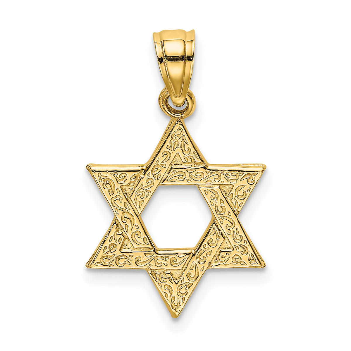 10K Engraved Swirls Star Of David Charm