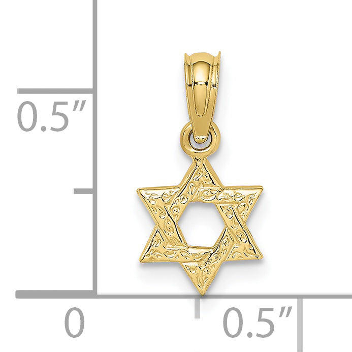 10K Mini Star Of David w/ Engraved Swirl Charm