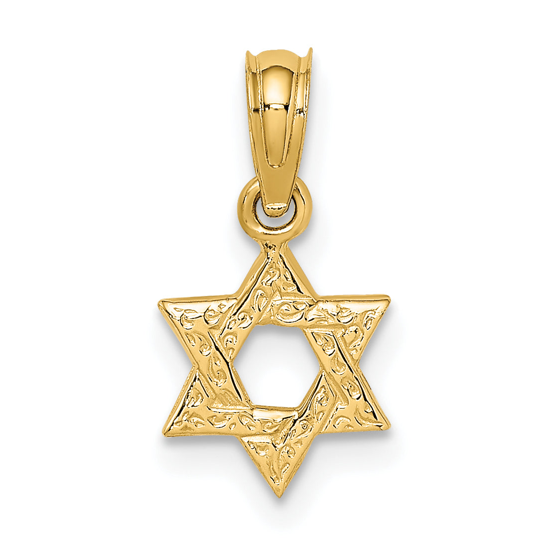 10K Mini Star Of David w/ Engraved Swirl Charm