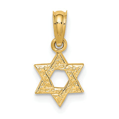 10K Mini Star Of David w/ Engraved Swirl Charm