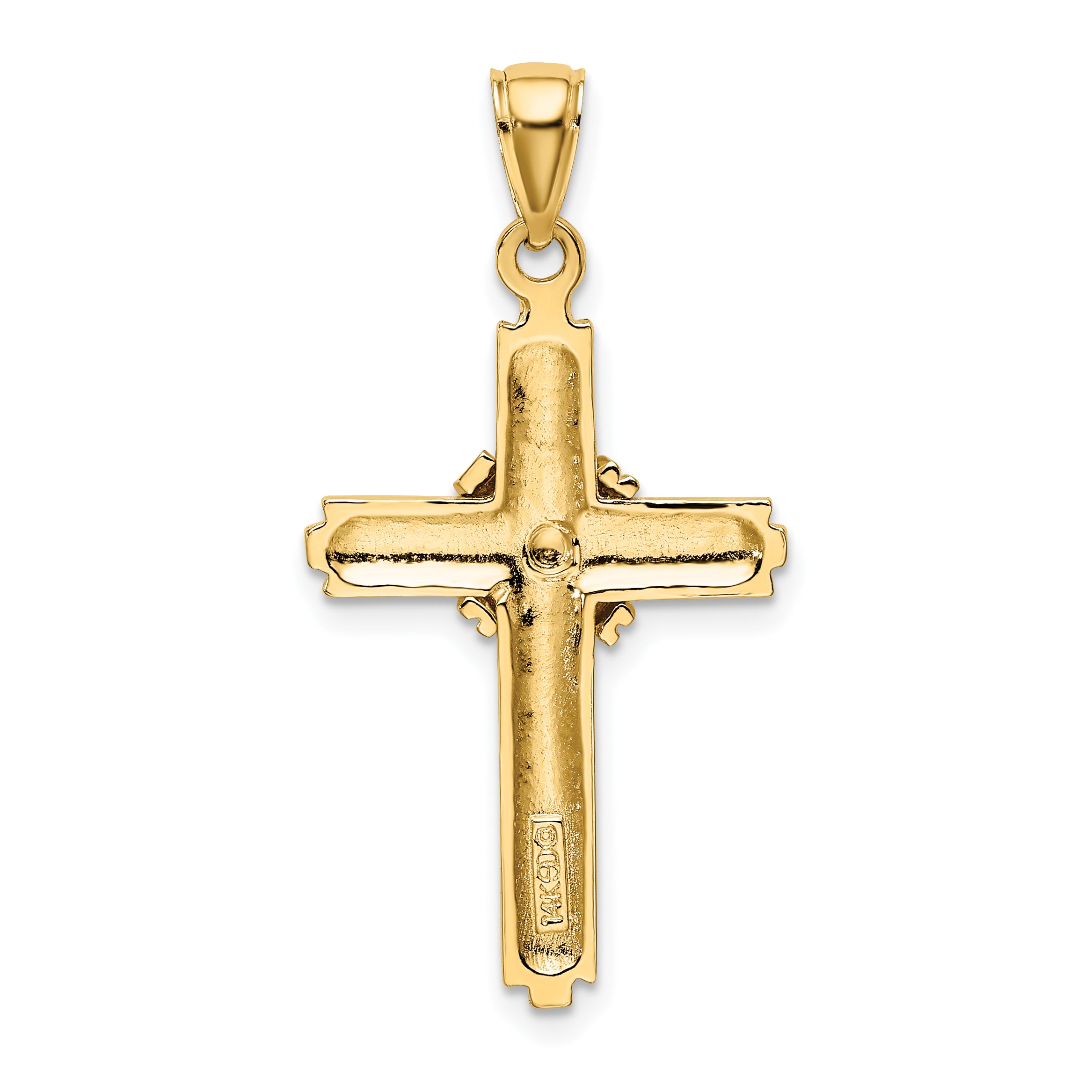 10K Beaded Center Design Cross Charm