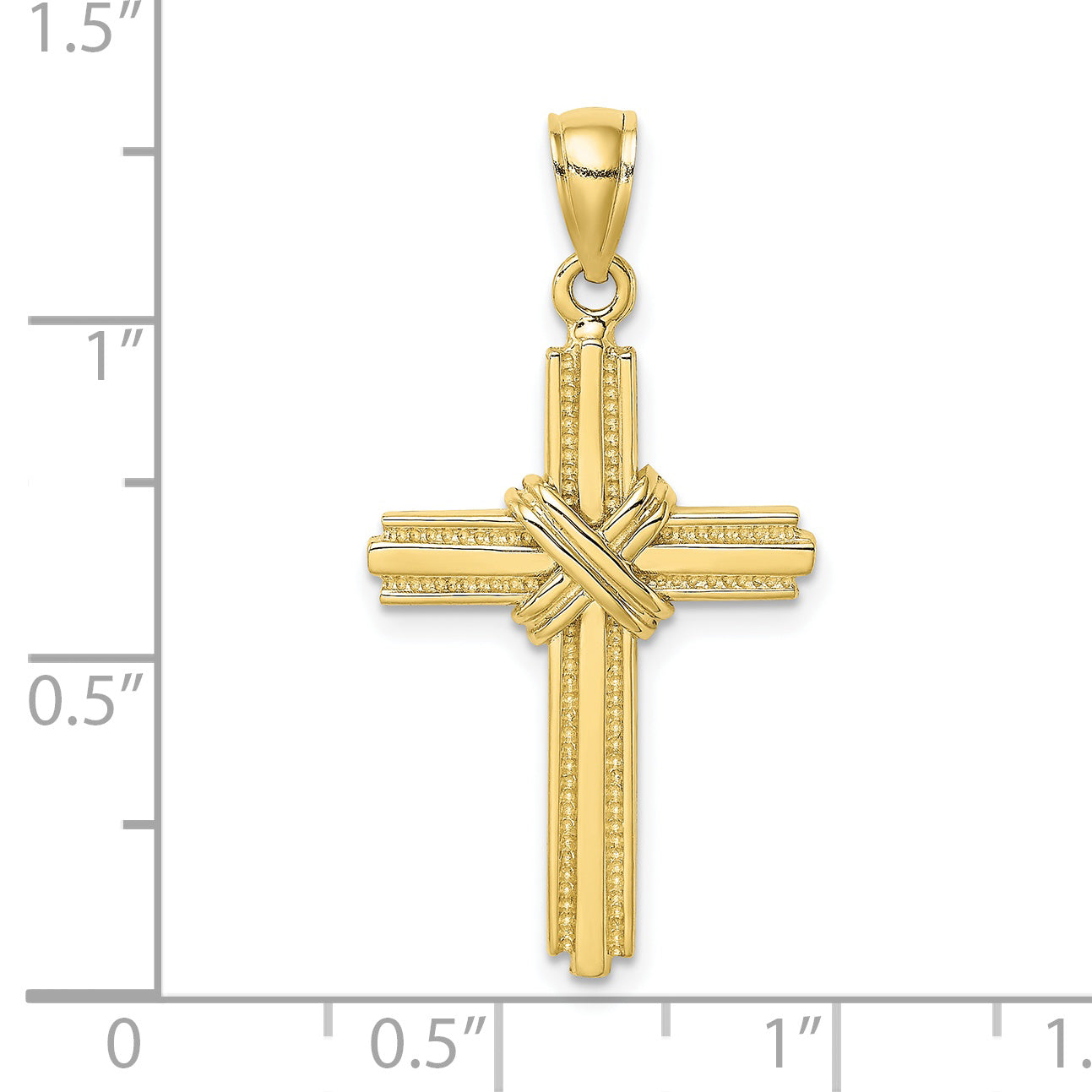 10K Beaded Center Design Cross Charm