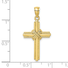 10K Beaded Center Design Cross Charm