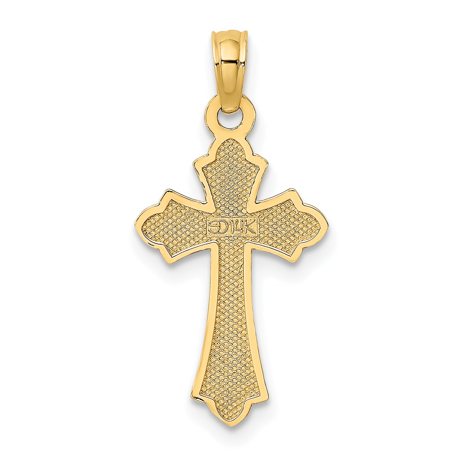 10K Polished Cross w/ Heart Charm