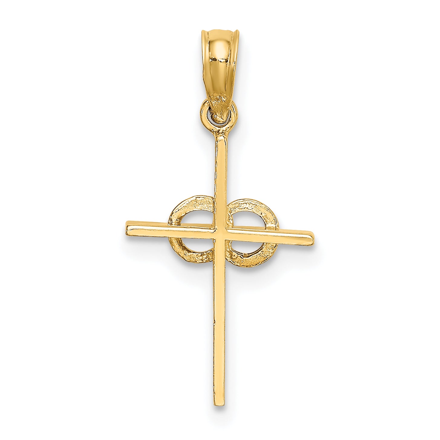 10K Polished Infinity Circles Cross Charm