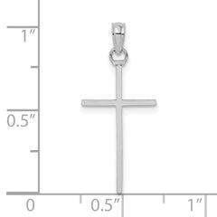 10K White Gold 3-D and Polished Stick Cross Charm