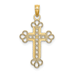 10K Textured and Cut-Out W/ Rope Frame Block Cross Charm