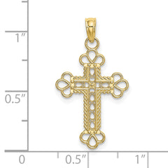 10K Textured and Cut-Out W/ Rope Frame Block Cross Charm