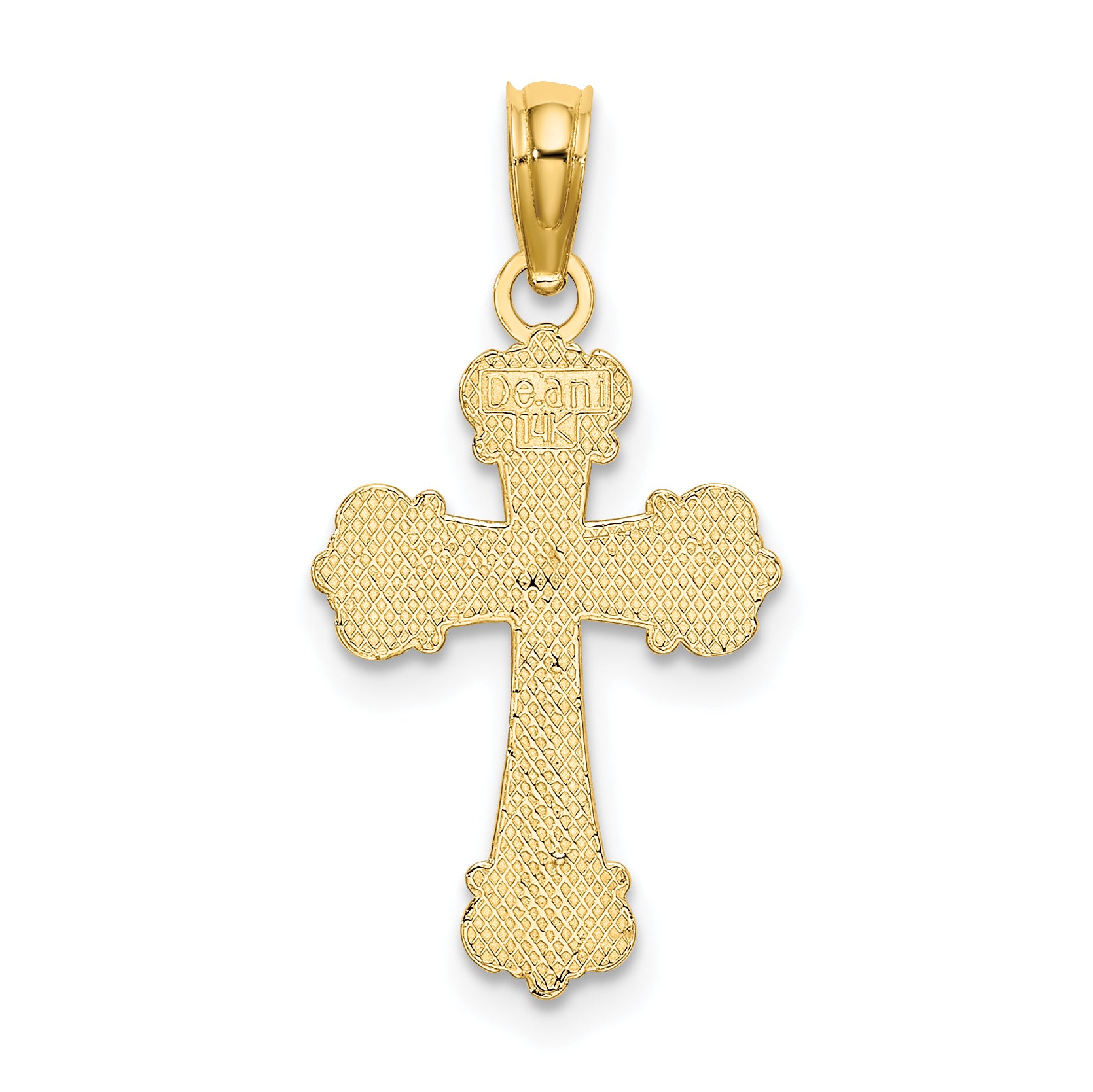 10K Cross W/ Scroll Tips and Button Center Charm