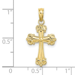 10K Cross W/ Scroll Tips and Button Center Charm