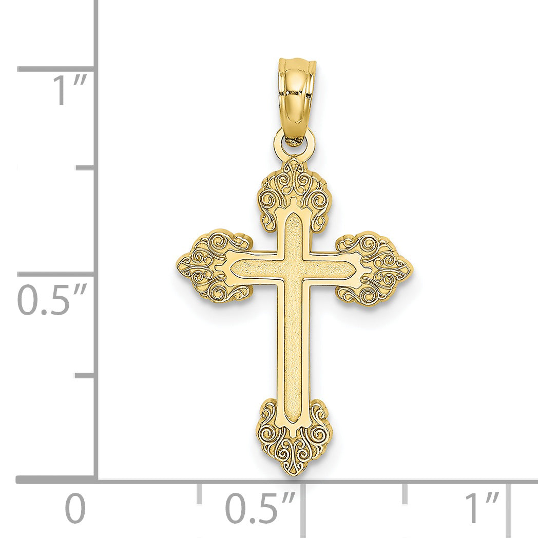 10K Polished and Textured Fancy Cross Charm