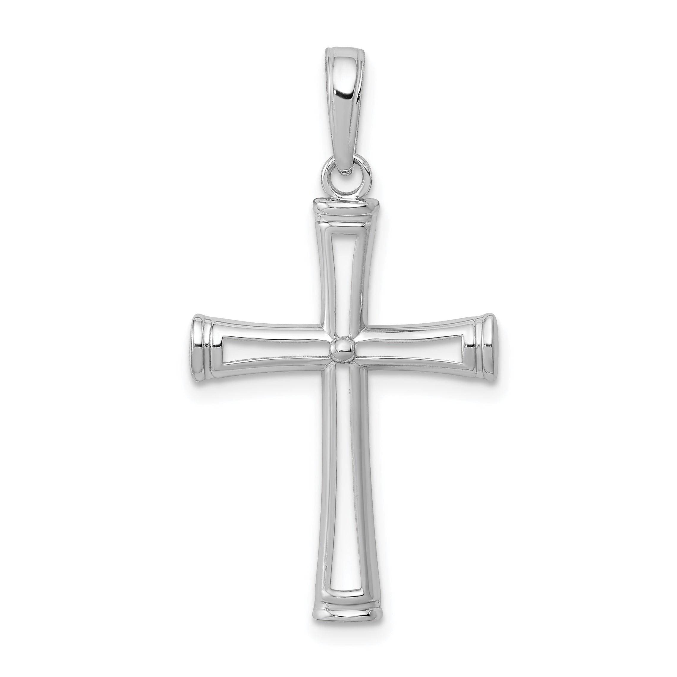 10K White Gold Polished and Cut-Out Cross