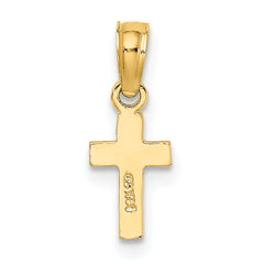 10K Polished and Engraved Mini Cross Charm