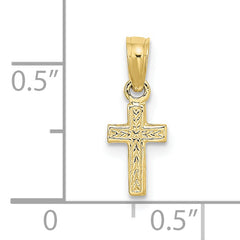 10K Polished and Engraved Mini Cross Charm