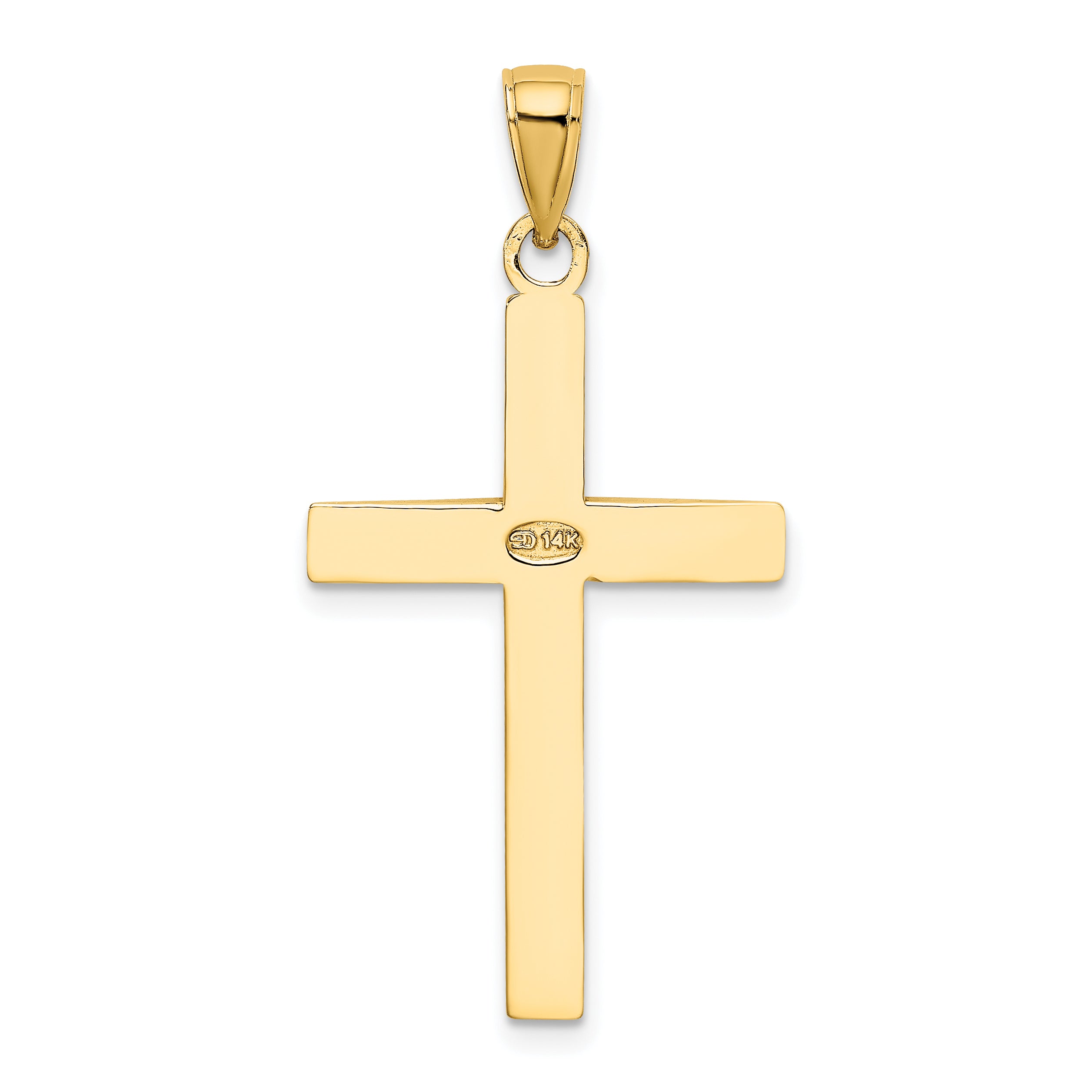 10K Polished Beveled Cross Charm