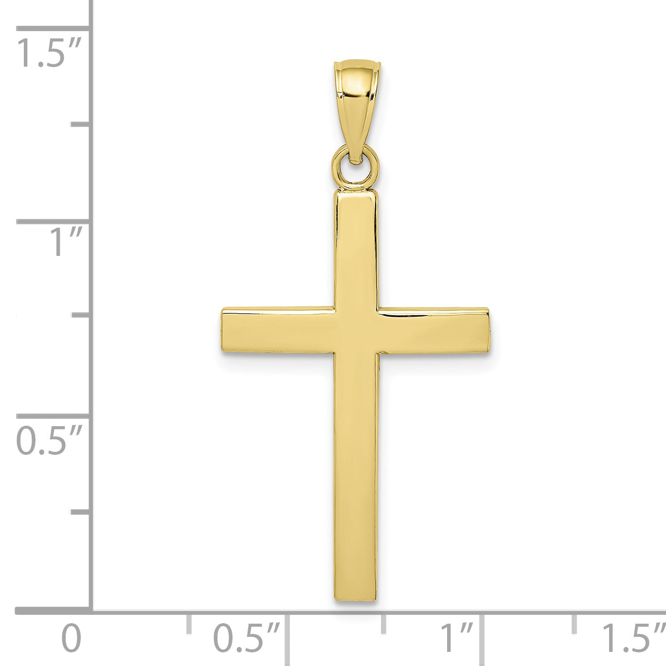 10K Polished Beveled Cross Charm