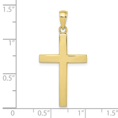 10K Polished Beveled Cross Charm