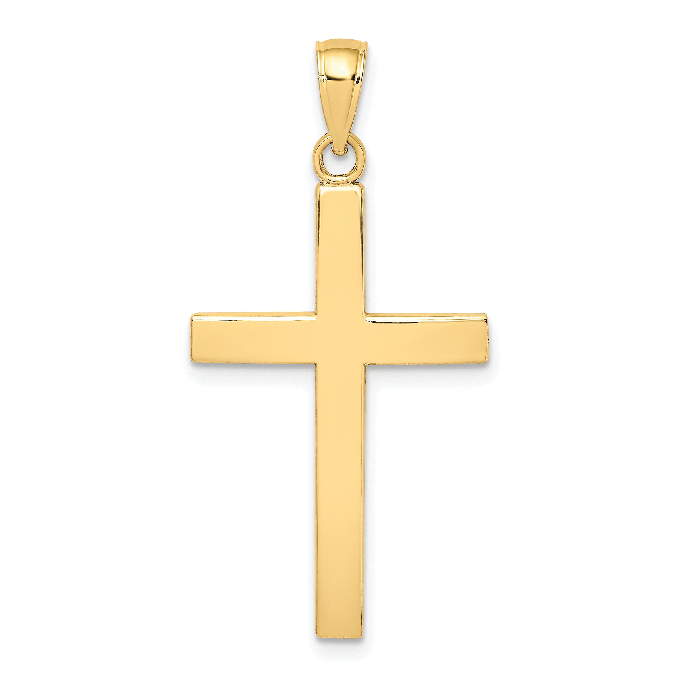 10K Polished Beveled Cross Charm